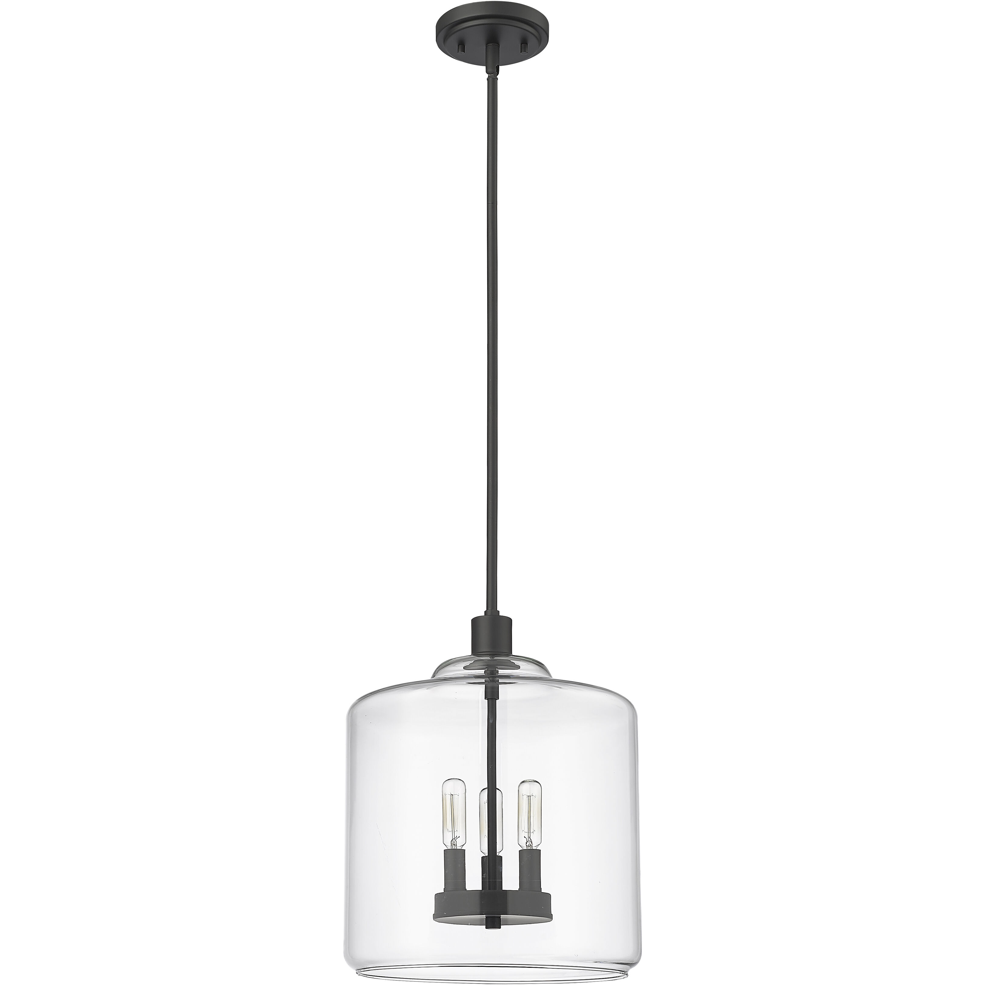 Asheville 3 Light 12 inch Matte Black Pendant Ceiling Light